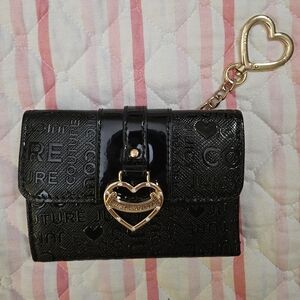 Juicy Couture Gold and Black Wallet with Heart Keychain
